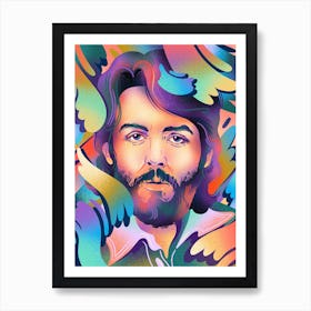 Paul McCartney Fan Art With Colorful Atmospheric  Splashes Art Print