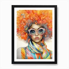 Afro Fashionista Pencil Drawing 5 Art Print