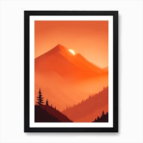 Misty Mountains Vertical Composition In Orange Tone 8 Art Print