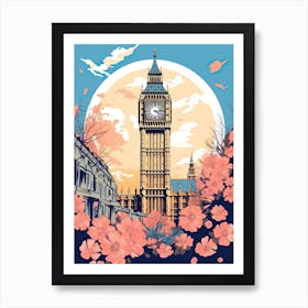 Big Ben, London   Cute Botanical Illustration Travel 3 Art Print