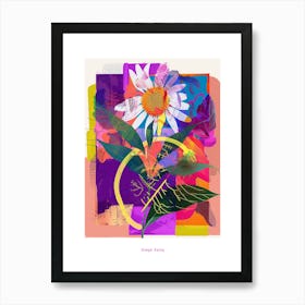 Oxeye Daisy 4 Neon Flower Collage Poster Art Print