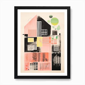 A House In Reykjavik, Abstract Risograph Style 4 Art Print