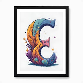 Colorful Letter E Illustration 101 Art Print