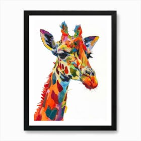 Colourful Brushstroke Giraffe Portrait Art Print