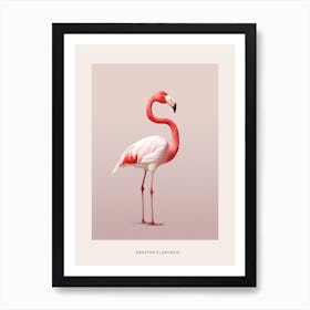 Minimalist Greater Flamingo 4 Bird Poster Art Print