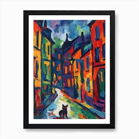 Painting Of London With A Cat In The Style Of Fauvism 3 Art Print