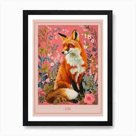 Floral Animal Painting Fox 2 Poster Art Print