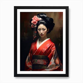 Geisha Realistic Drawing 1 Art Print