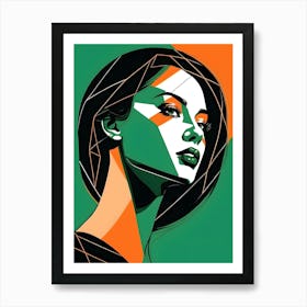 Geometric Woman Portrait Pop Art (15) Art Print