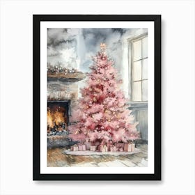 Pink Christmas Tree 4 Art Print