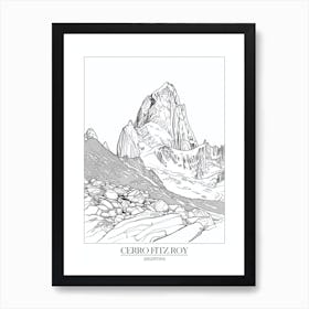 Cerro Fitz Roy Argentina Line Drawing 6 Poster Art Print