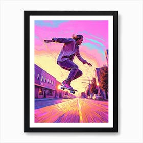 Skateboarding In Philadelphia, United States Futuristic 3 Art Print