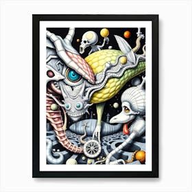 Aliens And Monsters Abstraction Art Print