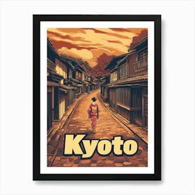 Aihrgdesign A Retro Travel Poster For Kyoto 3 Art Print