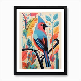 Colourful Scandi Bird Cardinal 3 Art Print