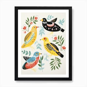 Folk Style Bird Painting Yellowhammer 2 Art Print