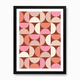 Mid Century Modern Brown Pink And Orange Art Print