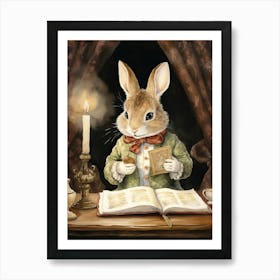 Bunny Reading Rabbit Prints Watercolour 9 Art Print