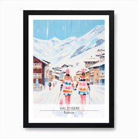 Val D Isere   France, Ski Resort Poster Illustration 3 Art Print