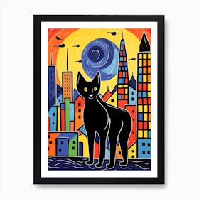 Frankfurt, Germany Skyline With A Cat 2 Art Print