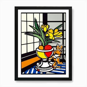 Bouvardia With A Cat 1 Pop Art Style Art Print