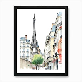 Paris Street With Eiffel Tower Art Print