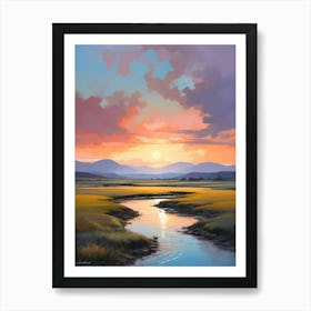 Sunset Over A River Art Print