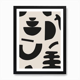 Abstract Shapes - Neutral And Off Black Art Print