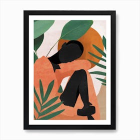 Tropical Girl Peach Art Print