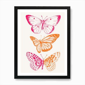 Butterflies On A White Background Art Print