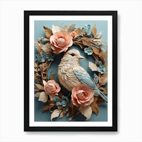 Bird In A Wreath 18 Art Print