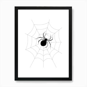 Black Spider In Web Art Print