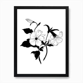 Black And White Flowers Minimal Art Print