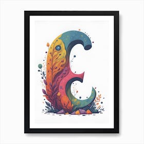 Colorful Letter E Illustration 100 Art Print