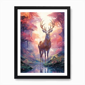 Deer In The Forest 4 Art Print