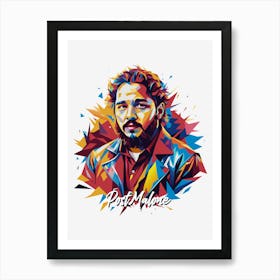 Post Malone 01 Portrait Music Icon WPAP Pop Art Style Art Print