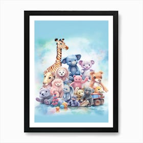 Cute Collection Of Baby Animals Nursery Watercolour 8 Art Print