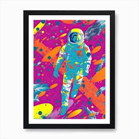 Astronaut Colourful Illustration 1 Art Print