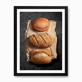 Bread — Food kitchen poster/blackboard, photo art Art Print
