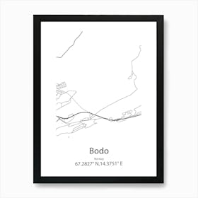 Bodo,Norway Minimalist Map Art Print