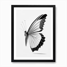 Swallowtail Butterfly Black & White Geometric Art Print