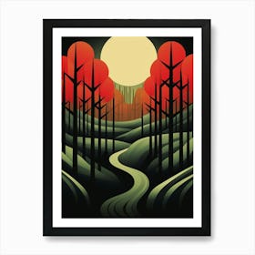 Forest Abstract Minimalist 6 Art Print