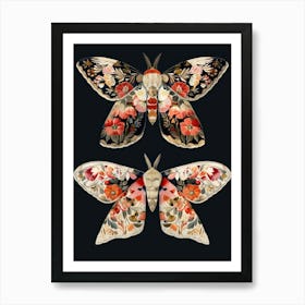 Dark Butterflies William Morris Style 9 Art Print