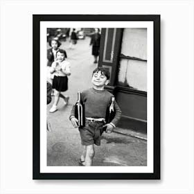 Little Boy With Bottles of  Wine, Vintage Black and White oLd Photo, Funny, Bar Cart Decor Art Print