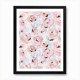 Scribble Flowers Pastel Art Print