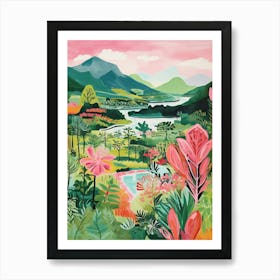 Lake Mountain View Travel Painting Housewarming Botanical Art Print