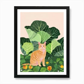 Cat And Cabbage 2 Art Print