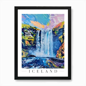 Iceland Skogafoss Waterfall Colourful Art Print Art Print