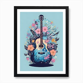 Guitar  with flower aesthetic Art Print