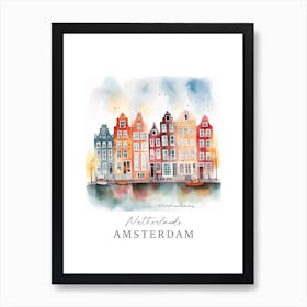 Netherlands, Amsterdam Storybook 1 Travel Poster Watercolour Art Print